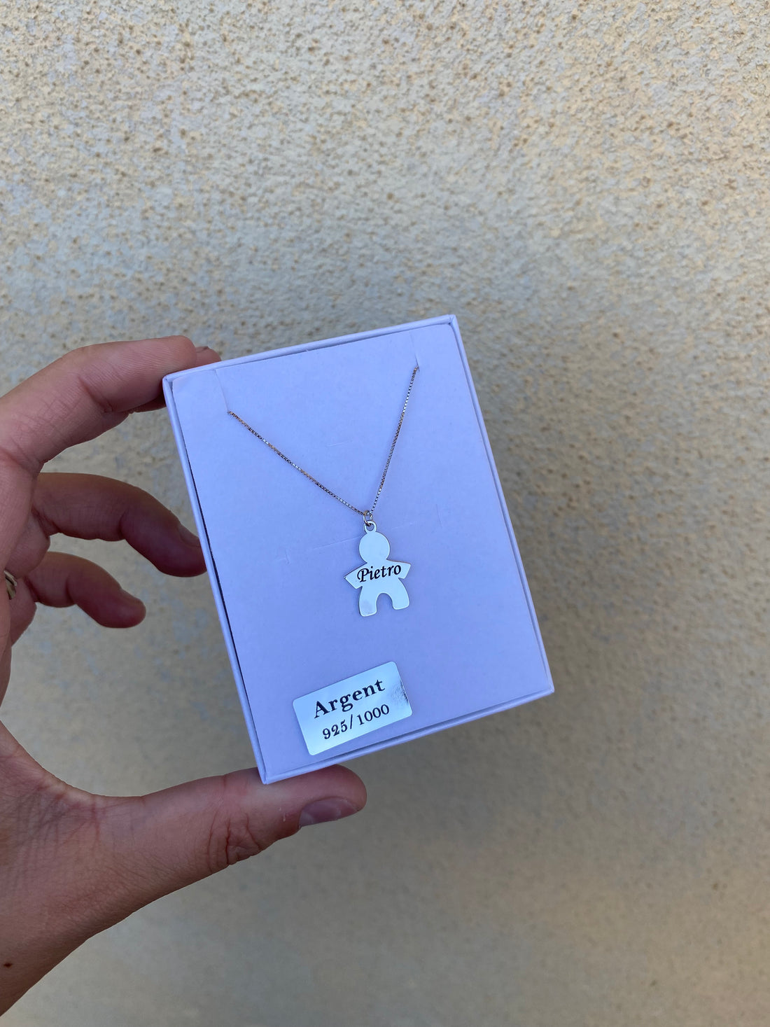 Collana 1 bebè nome inciso con sfere