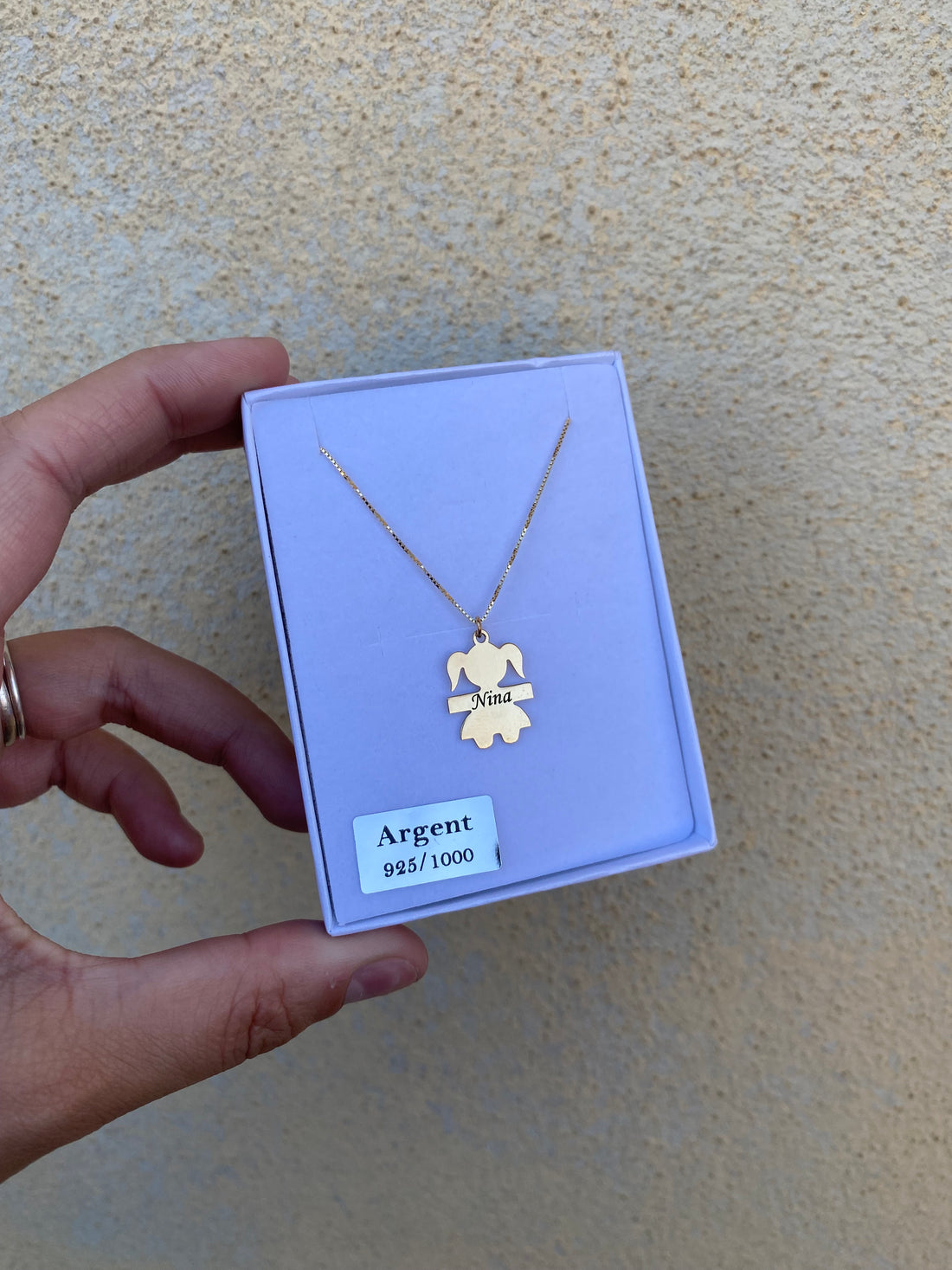 Collana 1 bebè nome inciso con sfere