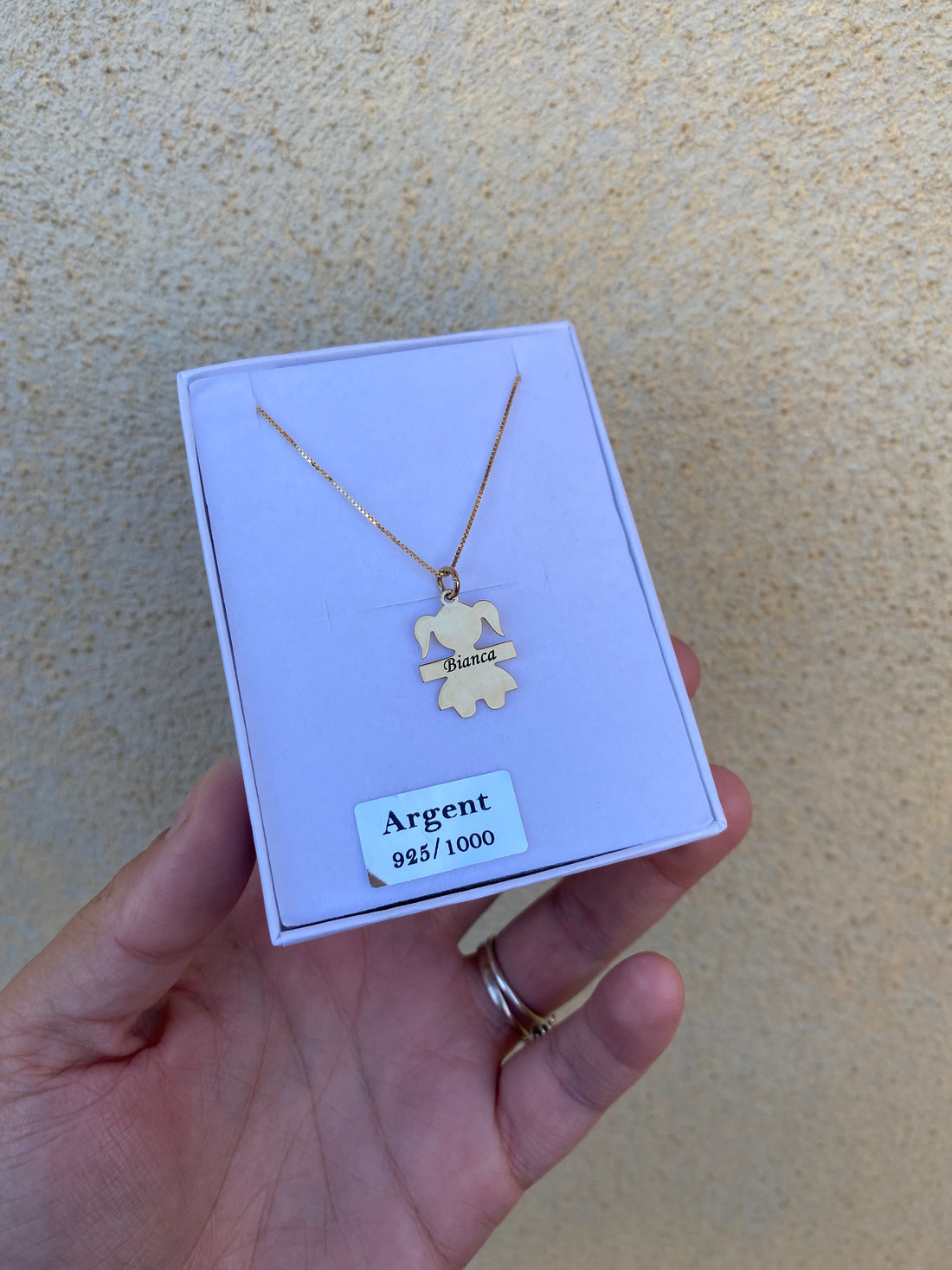 Collana 1 bebè nome inciso con sfere