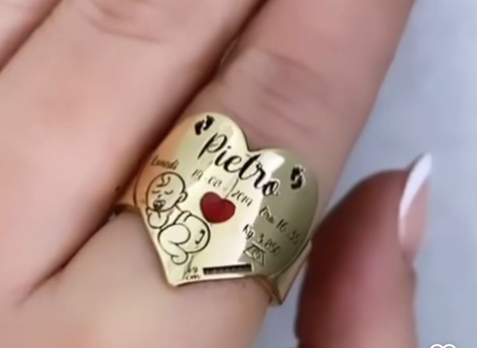 Anello a cuore nascita in argento925 personalizzabile
