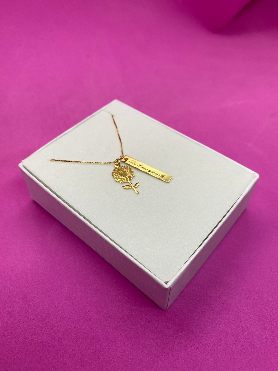 Collana girasole e targhetta in argento 925 personalizzabile