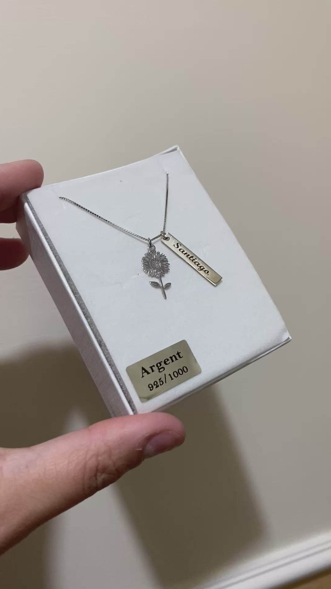 Collana girasole e targhetta in argento 925 personalizzabile