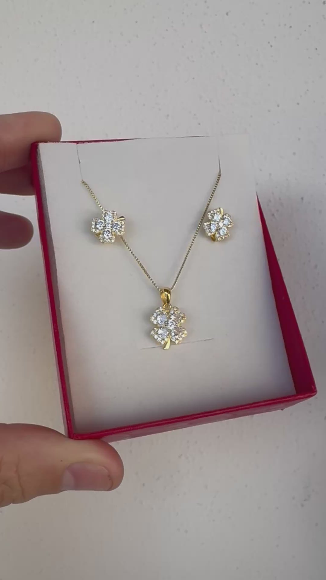 Set orecchini e collana quadrifoglio argento925